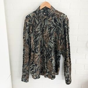 Roberto Cavalli Y2K Men’s Button down shirt Loud Jungle leaves Animal print  3X